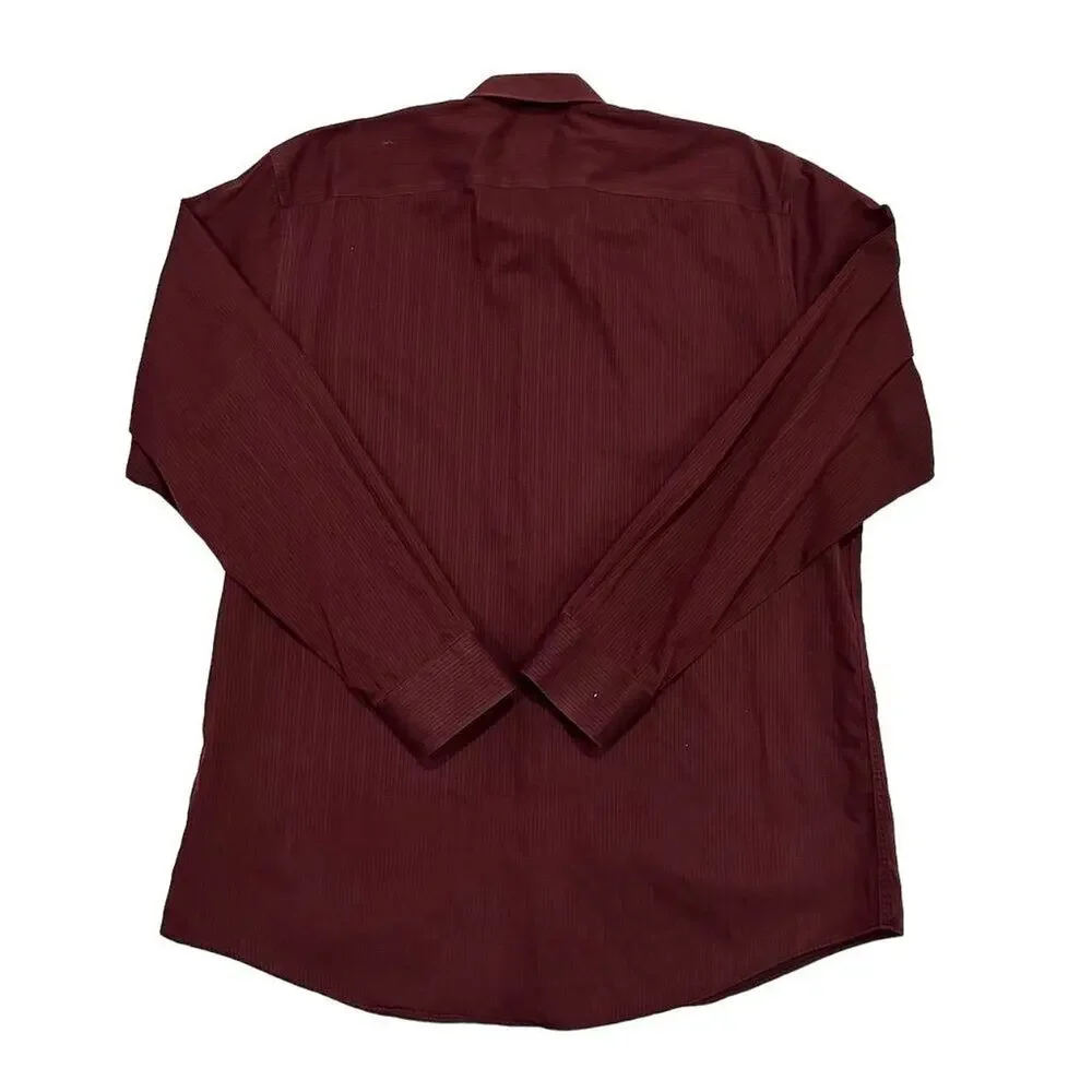 Marc Anthony Men's M Red Pinstripe Long Sleeve Button-Down‎ Dress Shirt - Picture 3 of 10